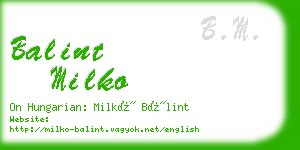 balint milko business card